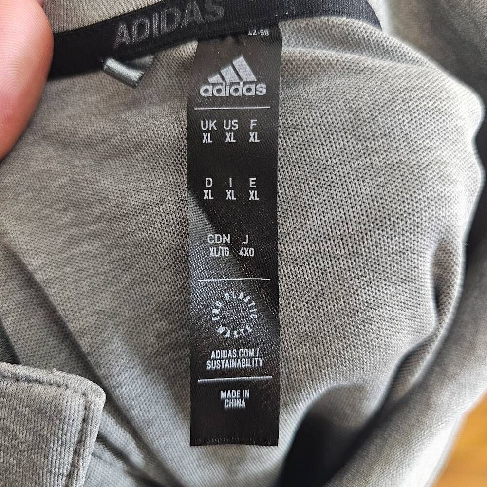 Adidas Polo Shirt Men's XLT Gray Long Sleeve - Picture 8 of 8